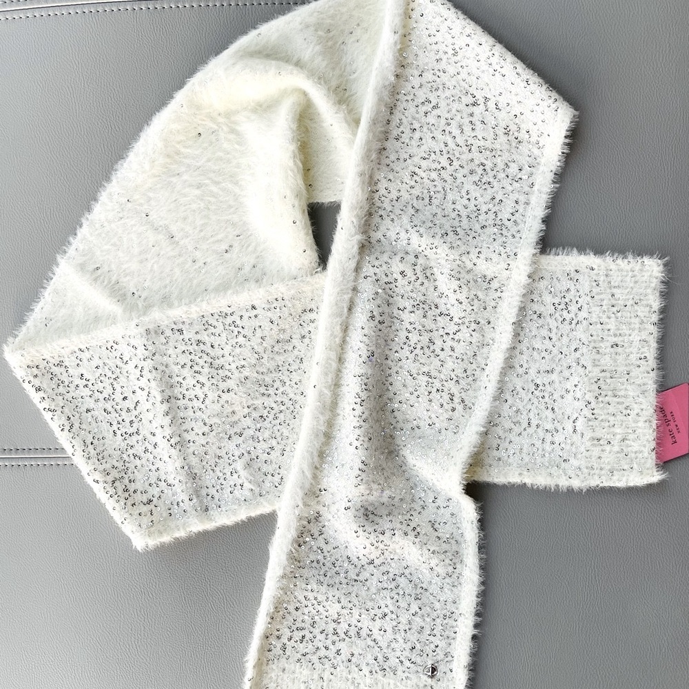 NWT! Kate Spade ♠️ New York Winter White PREMIUM Sequin Scarf